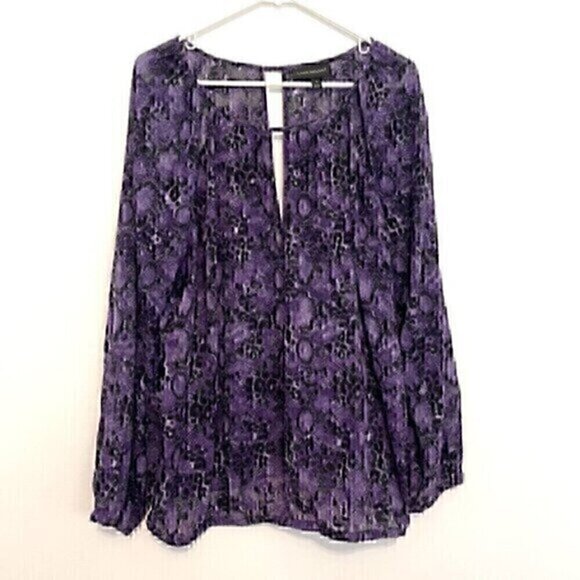 LANE BRYANT Plus Size Purple Black Snake Snakeskin Animal Cutout Long Sleeve Top - Picture 1 of 12